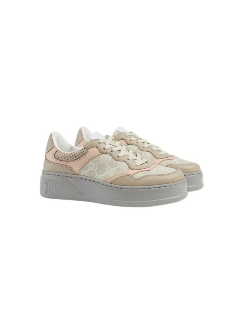 Gucci Unisex Chunky GG Supreme Canvas Sneakers Oat Beige Pink EU41.5 700775